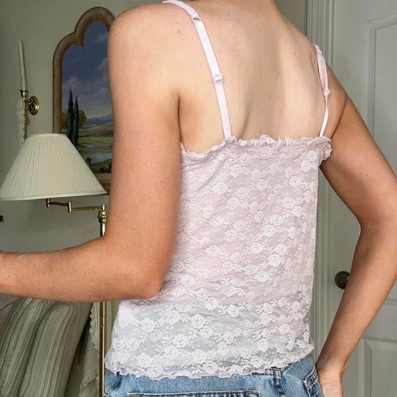 Old Navy Pastel Lilac Floral Lace Ruffle Cami 6