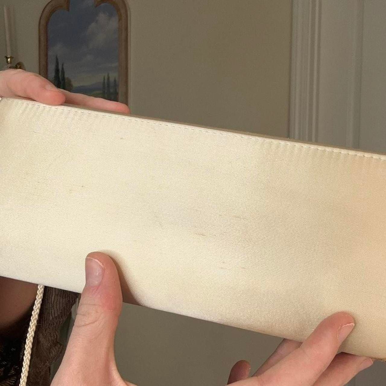 Vintage La Regale Cream Satin Floral Embroidered Crossbody Bag 8