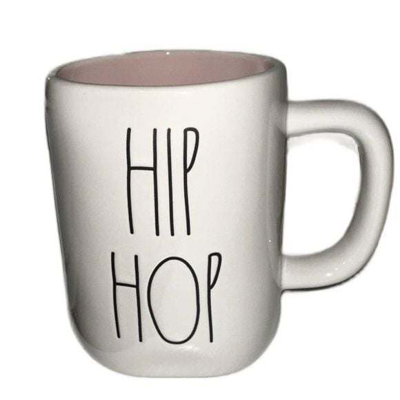Rae Dunn Hip Hop White Double Sided Mug with Pink Interior 1