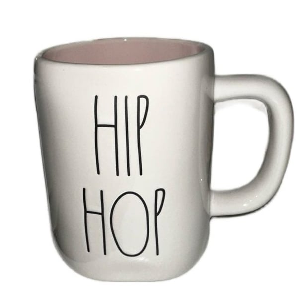Rae Dunn Hip Hop White Double Sided Mug with Pink Interior