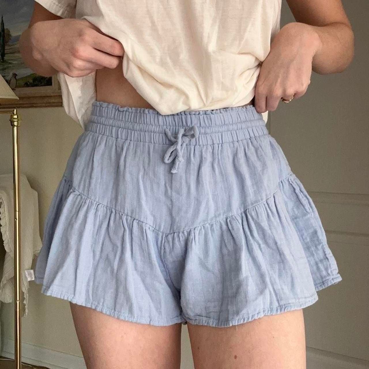 Aeropostale Light Blue Cotton Ruffle Drawstring Shorts 3