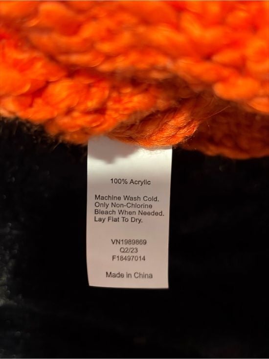 Orange Knit Pom Beanie Hat 3