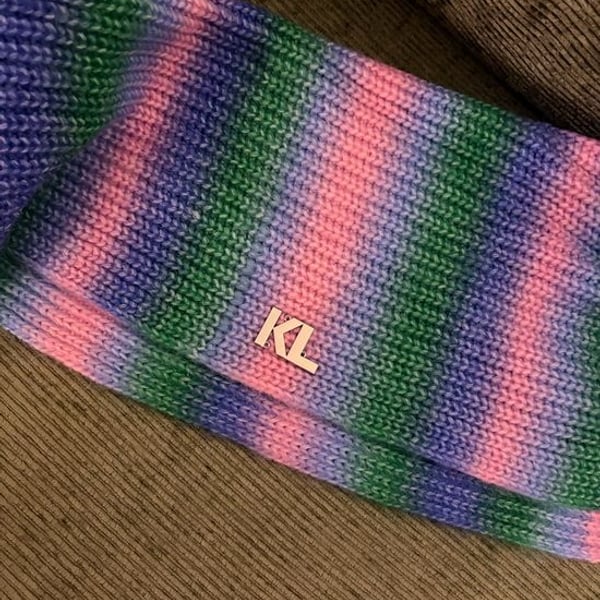 Multicolor Knit Scarf in Pink, Purple, Green