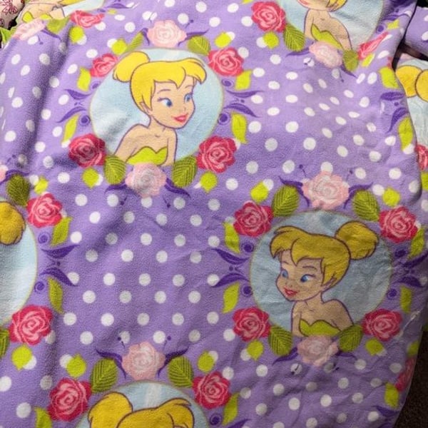 Tinker Bell Purple Polka Dot Fleece Throw