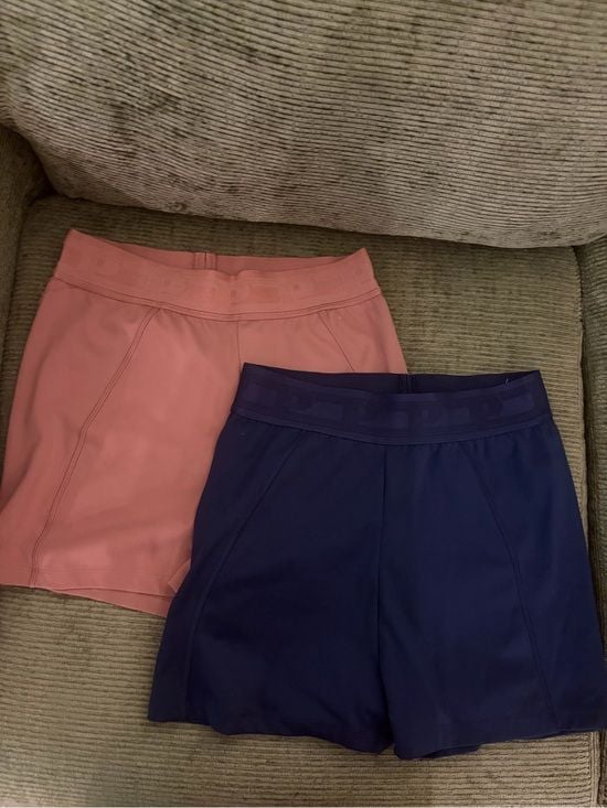 PINK Victoria's Secret Coral Pink & Navy Athletic Shorts Duo 1