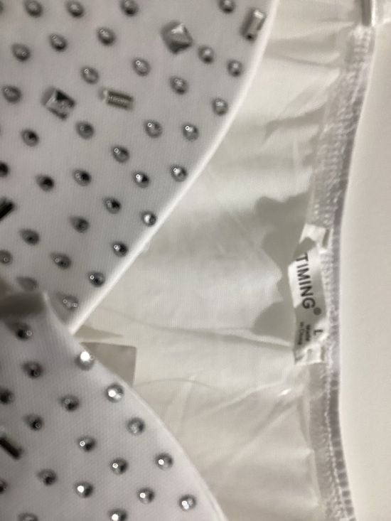 Timing White Sheer Bodysuit with Silver Studs - NWT - Size L 5