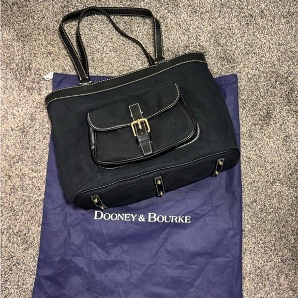Dooney & Bourke Black Signature East/West Canvas Shoulder Bag