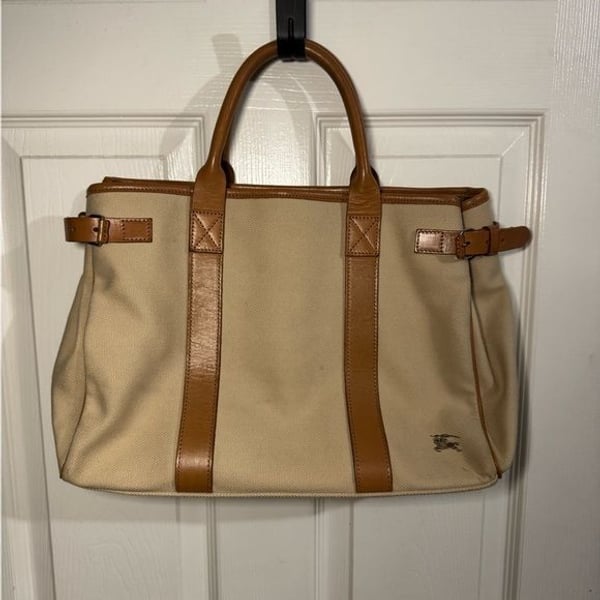 Burberry Authenticated Blue Label Canvas Tote Bag