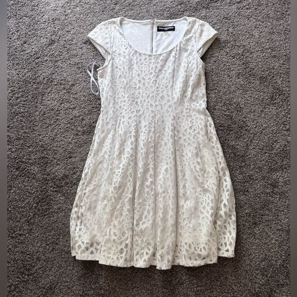 Karl Lagerfeld Paris Laser-Cut Lace Fit & Flare Dress 2