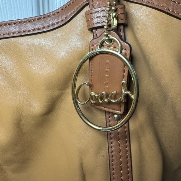Coach Alexandria Chain Brown & Camel Leather Tote Bag 4
