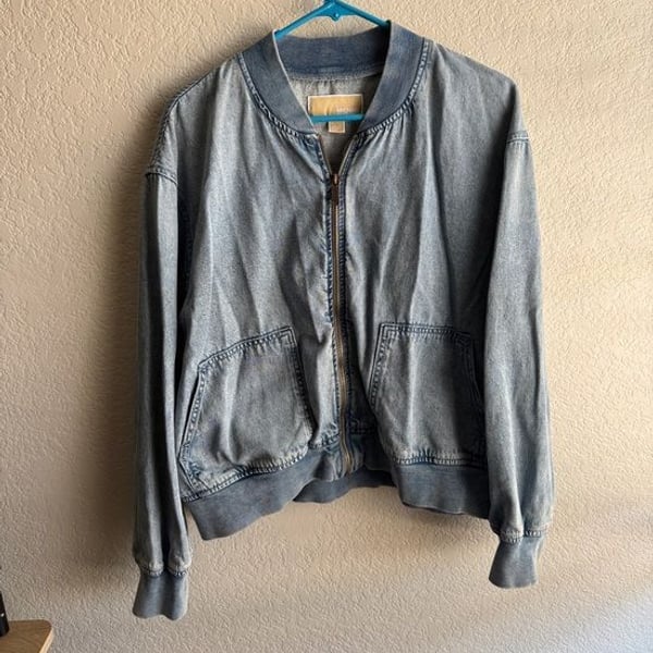 Michael Kors Light Blue Denim Bomber Jacket