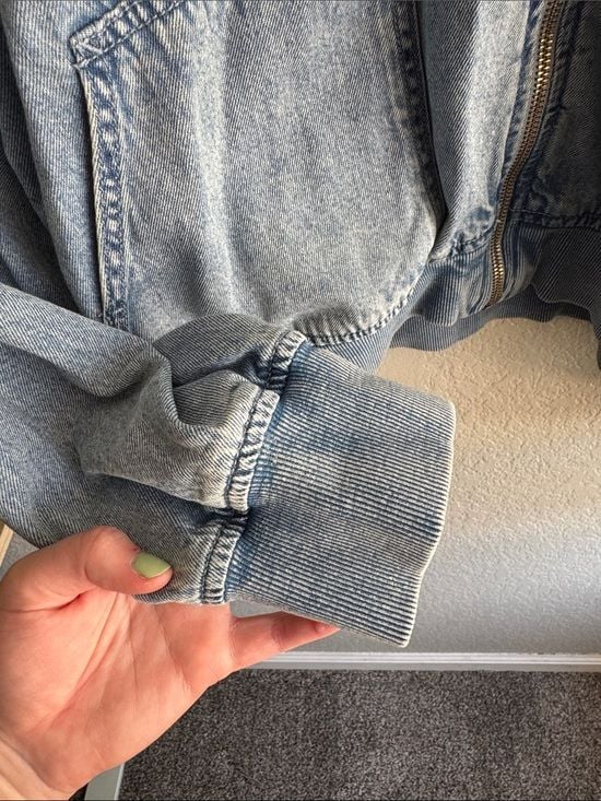 Michael Kors Light Blue Denim Bomber Jacket 7