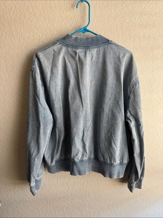 Michael Kors Light Blue Denim Bomber Jacket 8