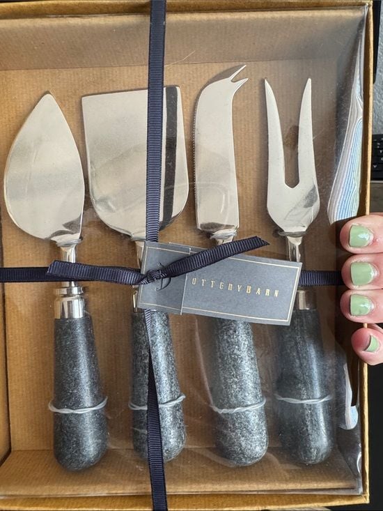 Pottery Barn Charcoal Marble Cheese Knives - Set Of 4 Gift Box 7