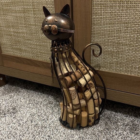 Bronze Metal Cat Wine Cork Holder 7
