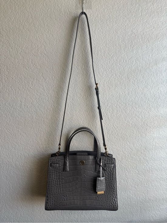 Tory Burch Walker Small Croc Embossed Satchel 9