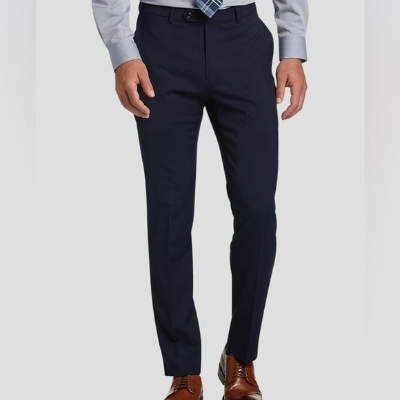 Tommy Hilfiger Modern Fit Wool Blend Navy Pants 1