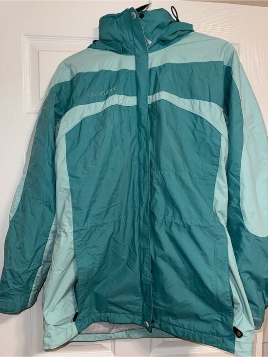 Columbia Women's Teal and Light Teal Ski Jacket 3 in 1 3