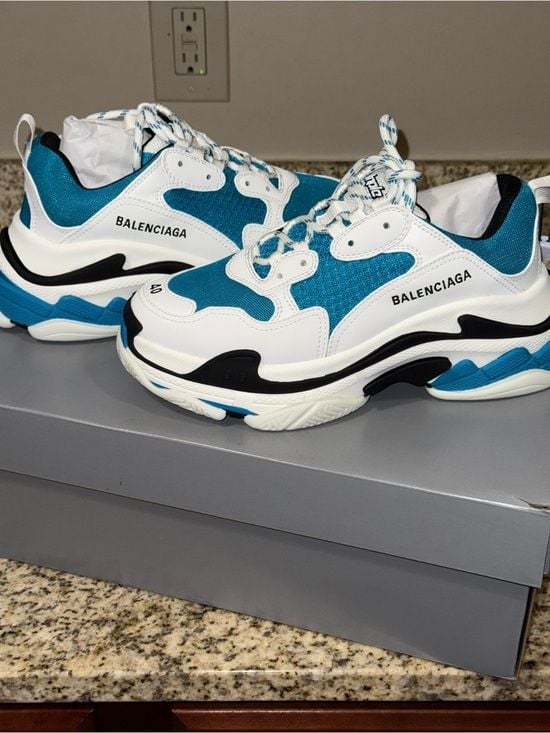 Authentic Balenciaga Chunky Sneakers in White & Teal Blue size E40/mens 7 2