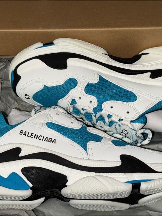 Authentic Balenciaga Chunky Sneakers in White & Teal Blue size E40/mens 7 3