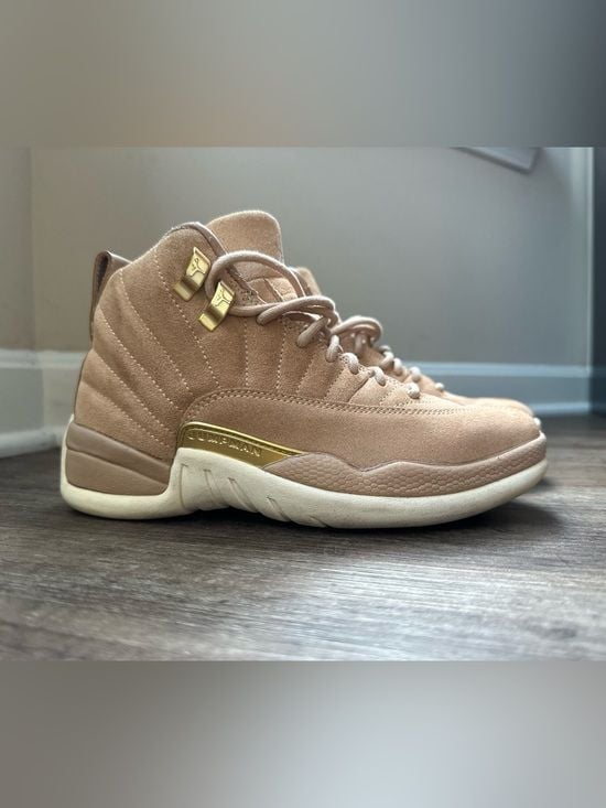 Retro Jumpman Jordan 12’s Suede Blush with Gold Accents 2