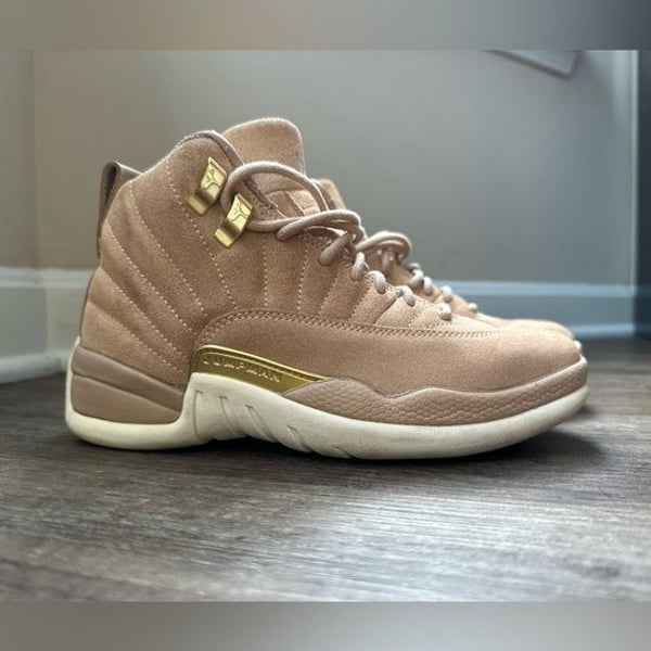 Retro Jumpman Jordan 12’s Suede Blush with Gold Accents