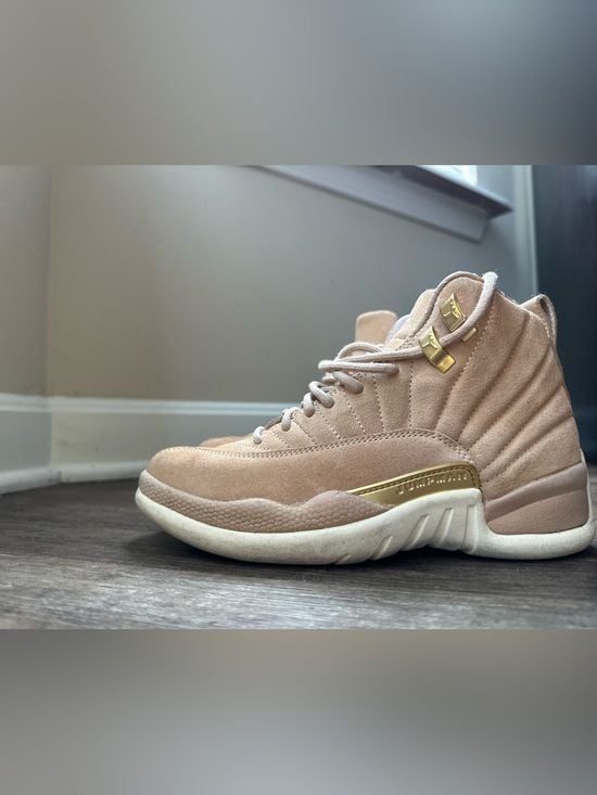 Retro Jumpman Jordan 12’s Suede Blush with Gold Accents 3