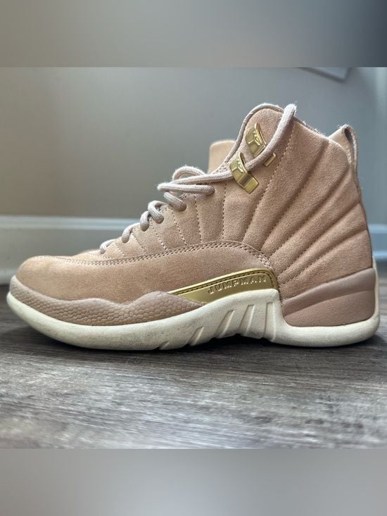Retro Jumpman Jordan 12’s Suede Blush with Gold Accents 4