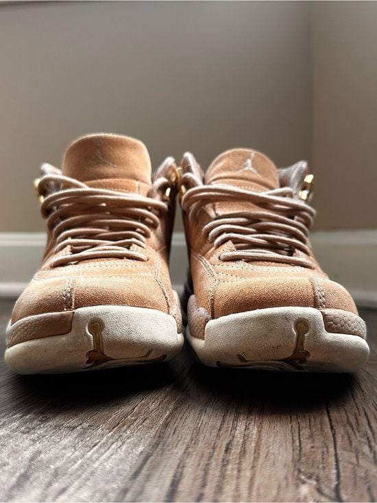 Retro Jumpman Jordan 12’s Suede Blush with Gold Accents 6