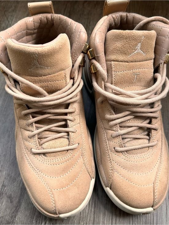 Retro Jumpman Jordan 12’s Suede Blush with Gold Accents 7