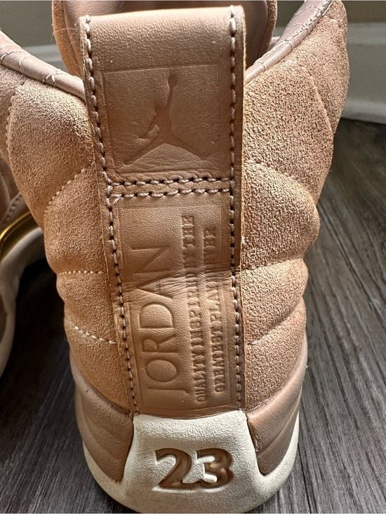Retro Jumpman Jordan 12’s Suede Blush with Gold Accents 11