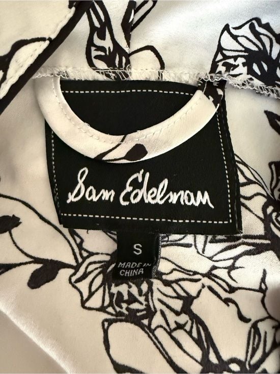 Sam Edelman Black & White Floral Open-Front Jacket 4