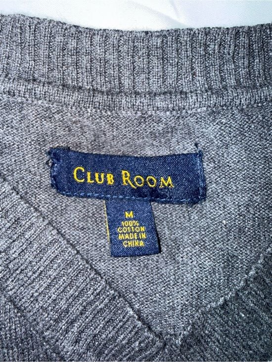 Club Room Charcoal Argyle V-Neck Sweater Vest with Light Blue & Gray Diamonds 3