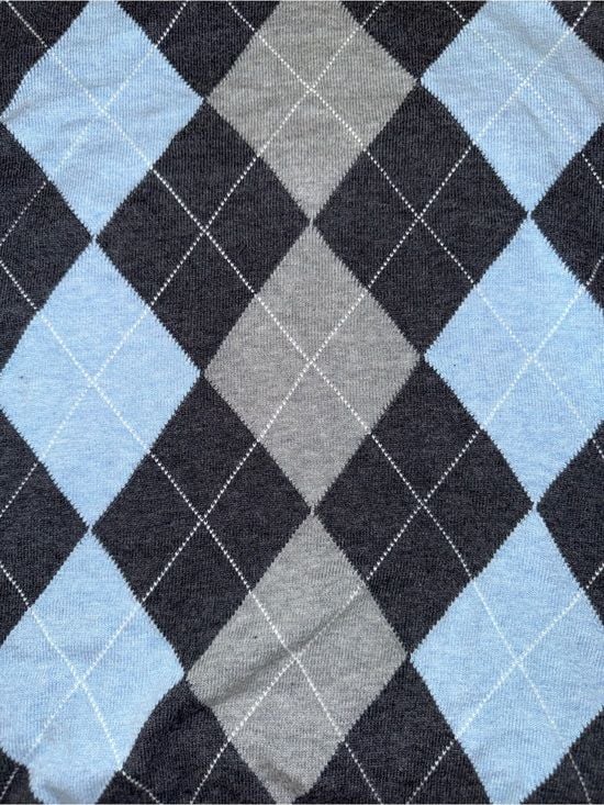 Club Room Charcoal Argyle V-Neck Sweater Vest with Light Blue & Gray Diamonds 4