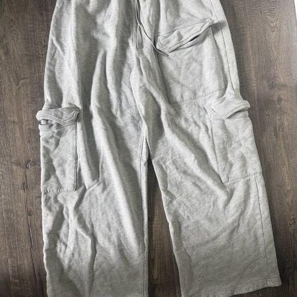 Agolde Grey Wide-Leg Cargo Sweatpants