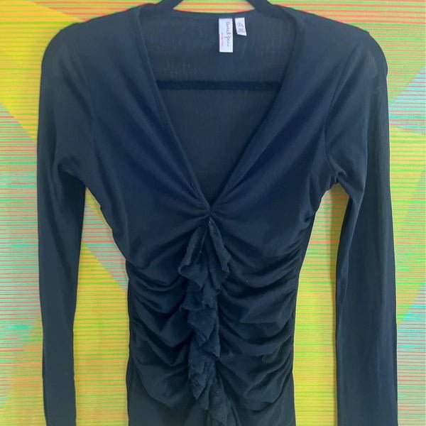y2k Nylon Ruffle Top
