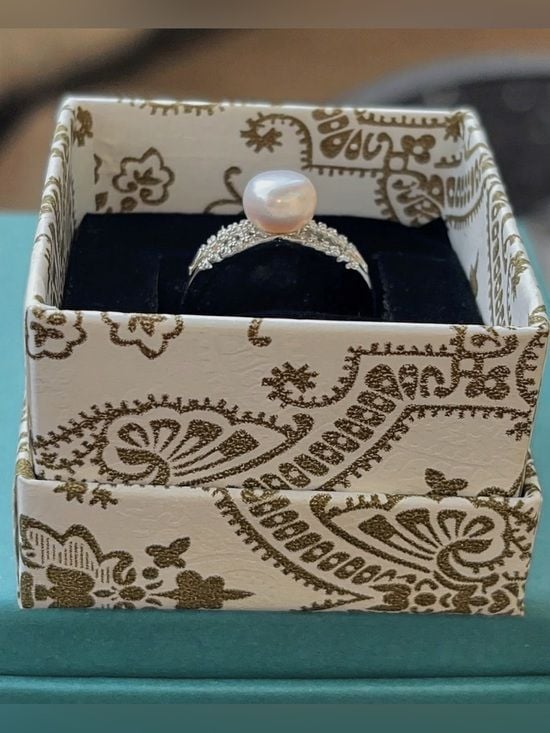 3 for $75 Elegant White Pearl Split-Shank Ring 1