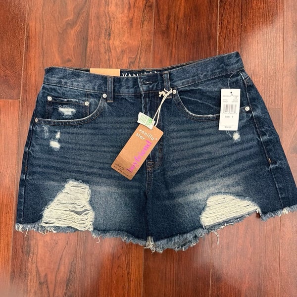 NWT denim distressed jean shorts