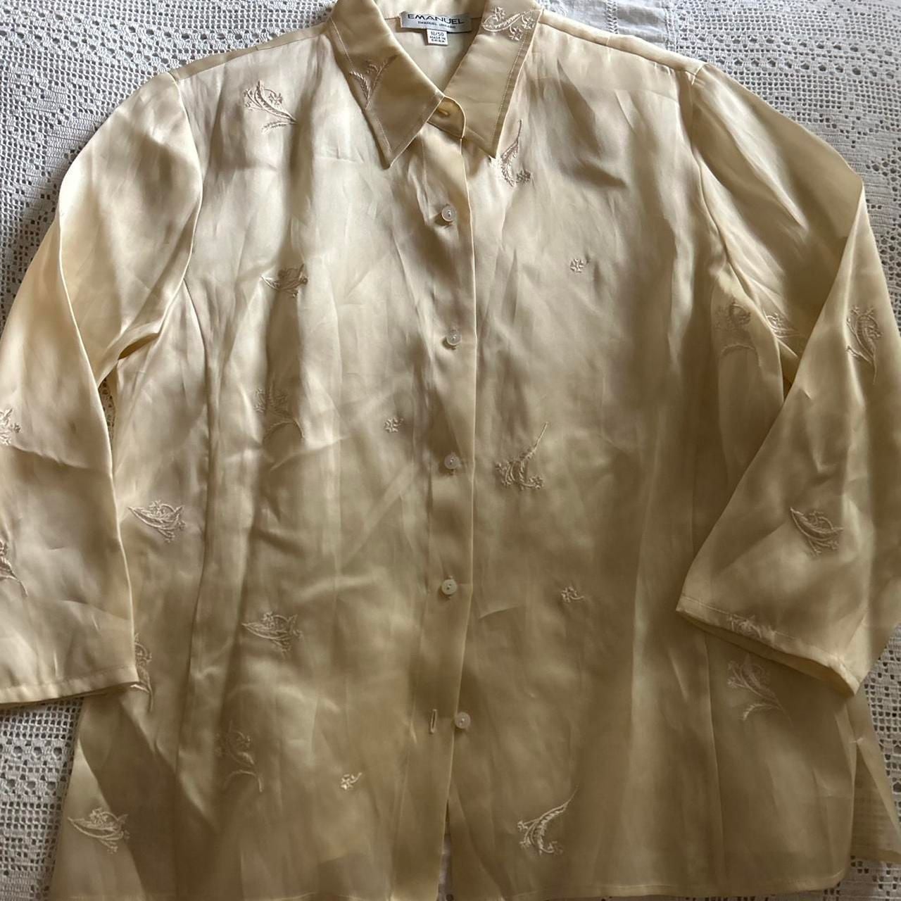 Emanuel Ungaro Cream Silk Embroidered Button-Up Shirt 9