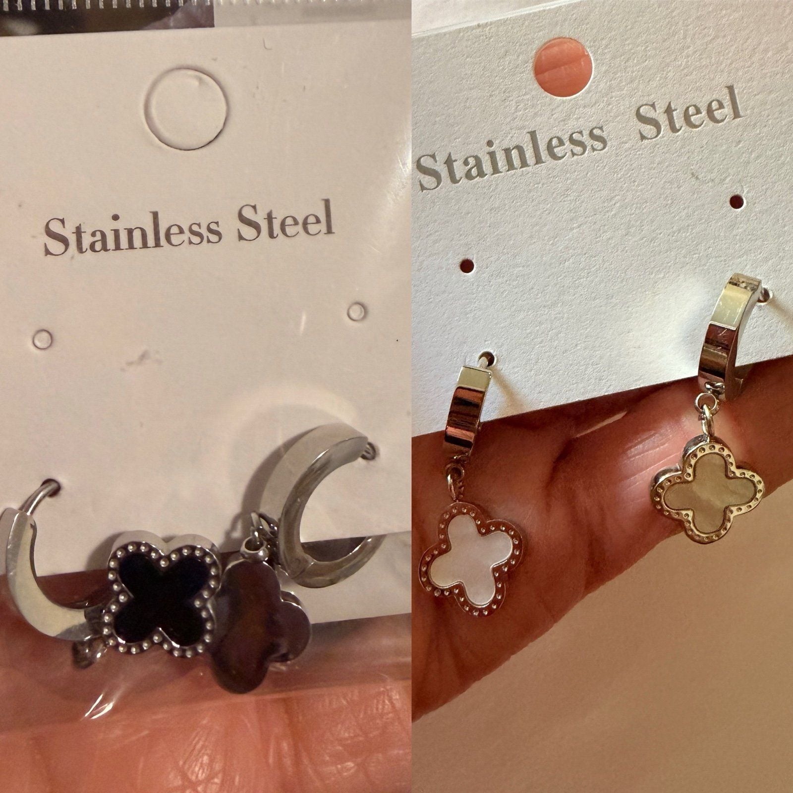 Set of stainless steel huggie earrings 1