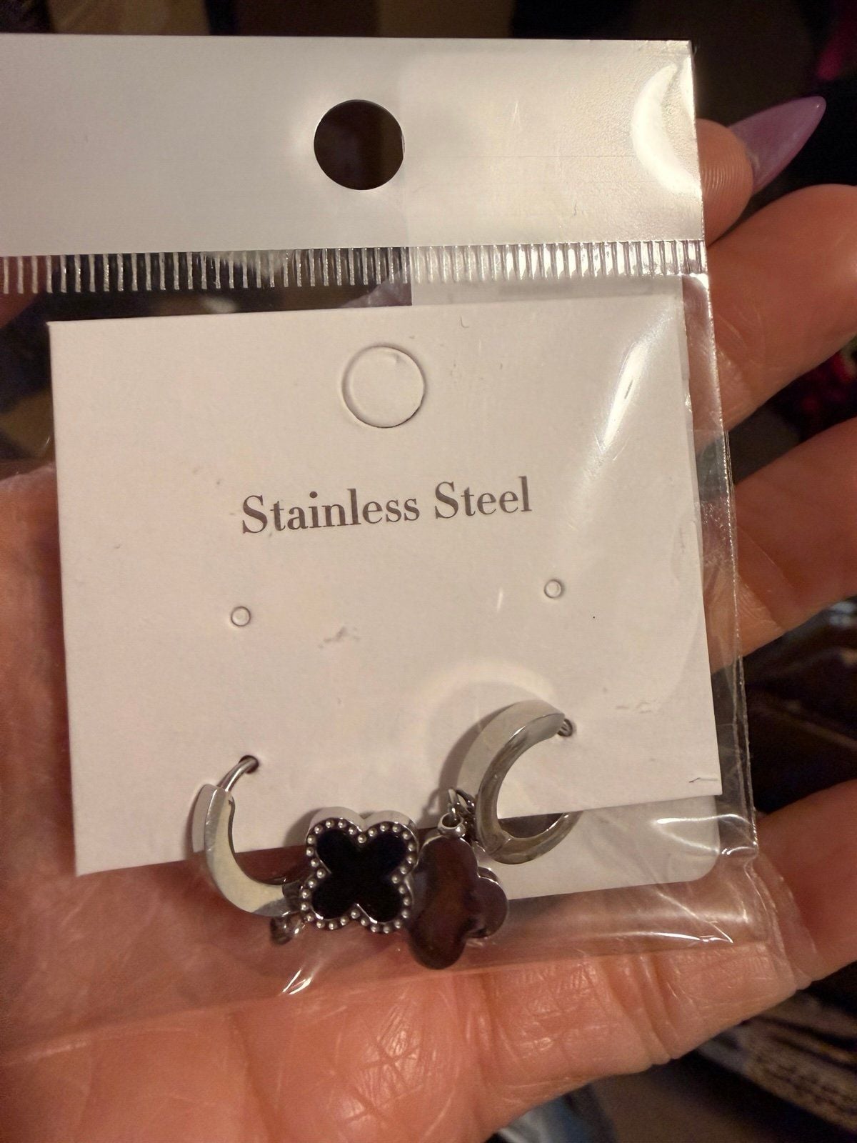 Set of stainless steel huggie earrings 3