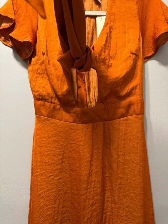 Blue Rain Francesca's Orange Tie-Front Flutter Sleeve High-Low Dress 6