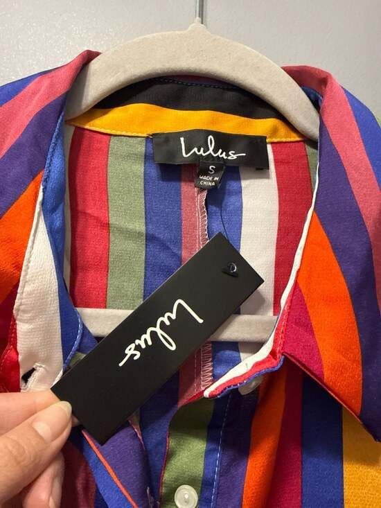 Lulus Stand Out Multi Color Striped Button-Up Long Sleeve Midi Shirtdress 7