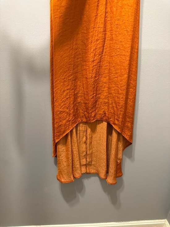 Blue Rain Francesca's Orange Tie-Front Flutter Sleeve High-Low Dress 7