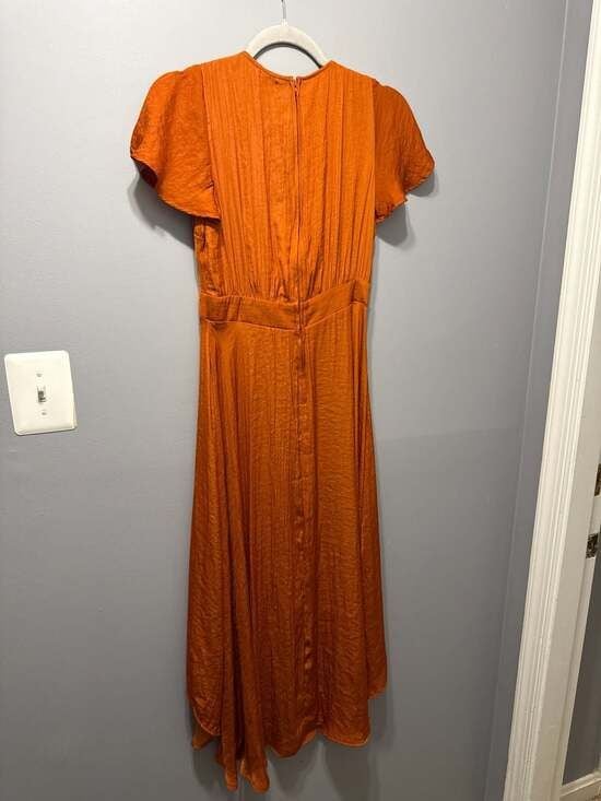 Blue Rain Francesca's Orange Tie-Front Flutter Sleeve High-Low Dress 9