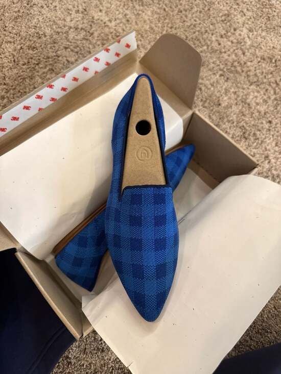 Rothy's The Point Lazuli Gingham Blue Plaid Women's Flat Loafers Size 8.5 US 4