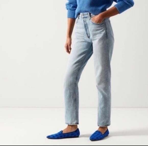 Rothy's The Point Lazuli Gingham Blue Plaid Women's Flat Loafers Size 8.5 US 5
