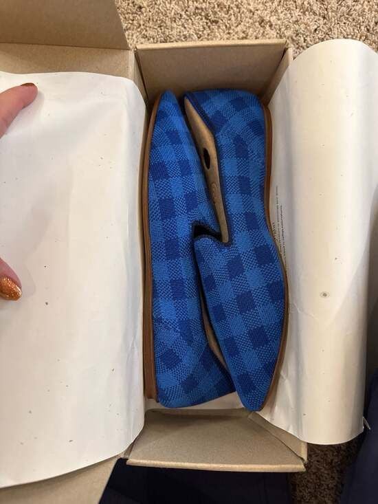 Rothy's The Point Lazuli Gingham Blue Plaid Women's Flat Loafers Size 8.5 US 6