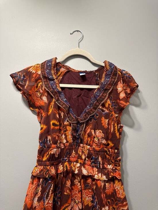 Old Navy Ruffled V-Neck Smocked-Waist Floral Maxi Dress, Size XS 3