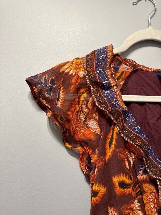 Old Navy Ruffled V-Neck Smocked-Waist Floral Maxi Dress, Size XS 4